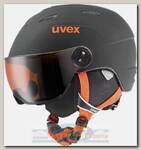 Горнолыжный шлем детский Uvex Visor Pro Black/Orange Matt