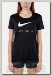 Футболка женская Nike Top SS Swsh Run Black/Reflective Silv