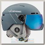Горнолыжный шлем Cebe Fireball Mat Ciment White/Blue Flash Mirror